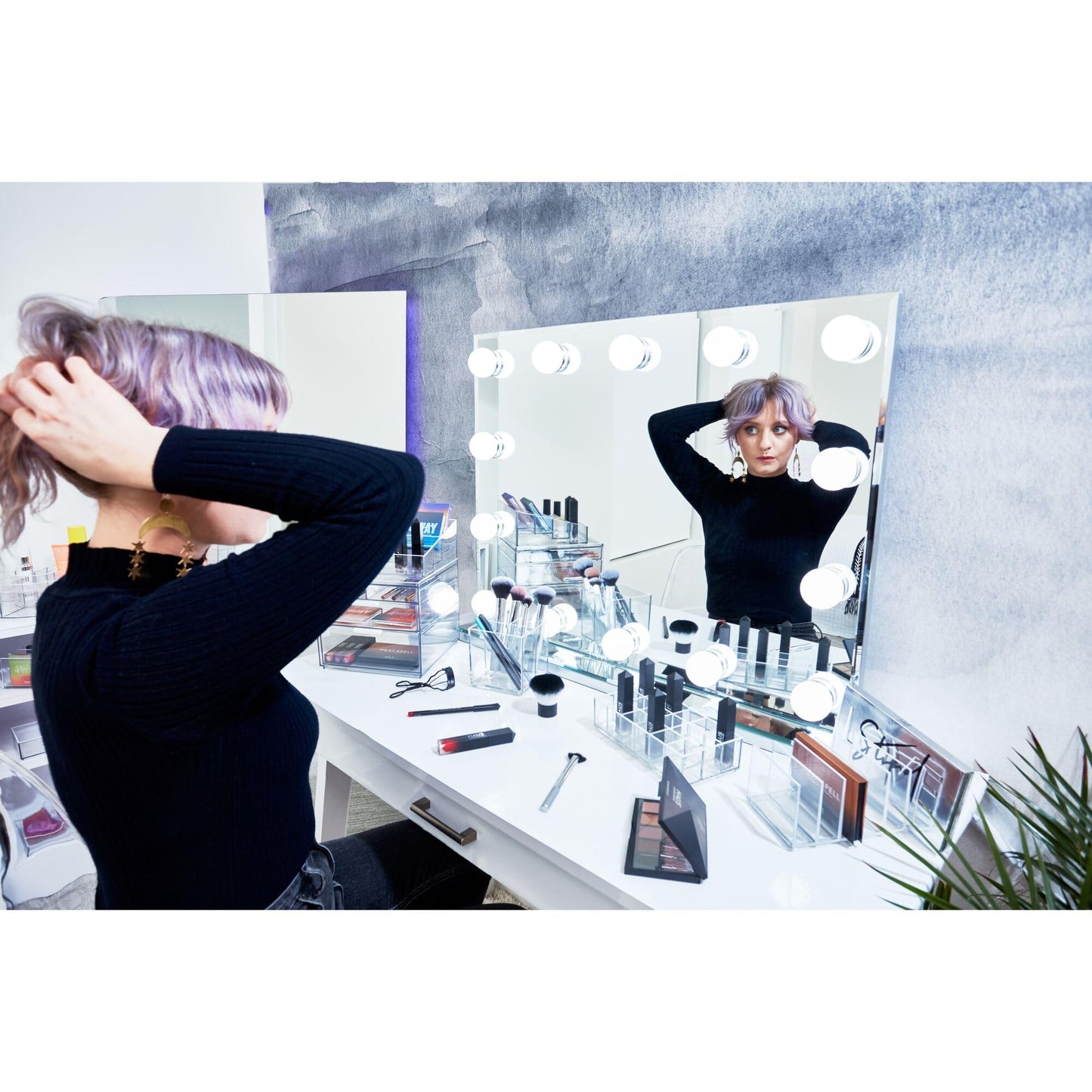 iDesign Storage Drawer from the Signature Series by Sarah Tanno, Rectangular PET Makeup Tray for Beauty Products, Cosmetic Organiser System, Clear/Matte White, 10.2 cm x 20.3 cm x 5 cm