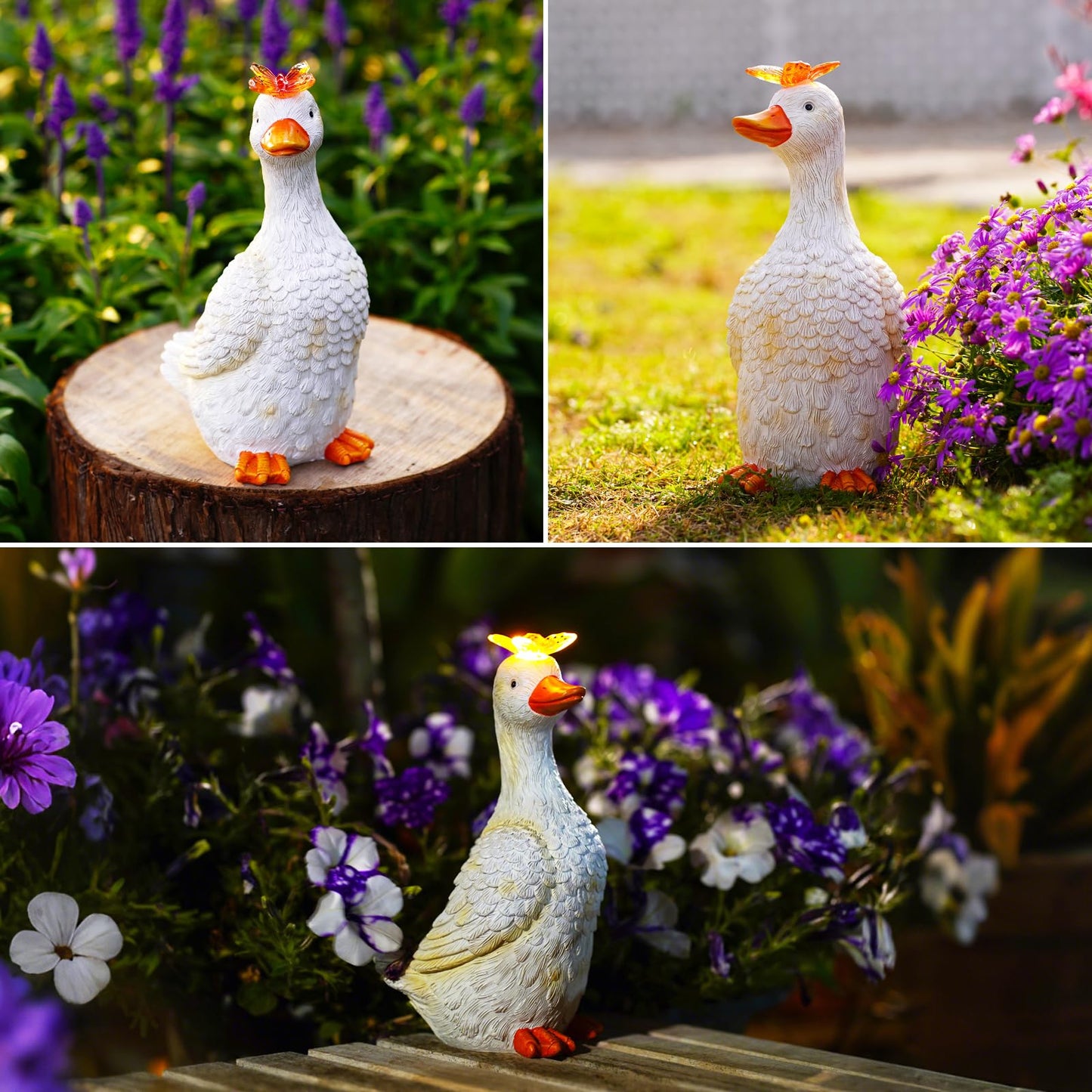 Dog Garden Ornaments With Solar Butterfly - Unique Gifts for Women Mum Men - Outdoor Puppy Decor for Patio Yard Lawn Balcony Resin Waterproof Sculpture