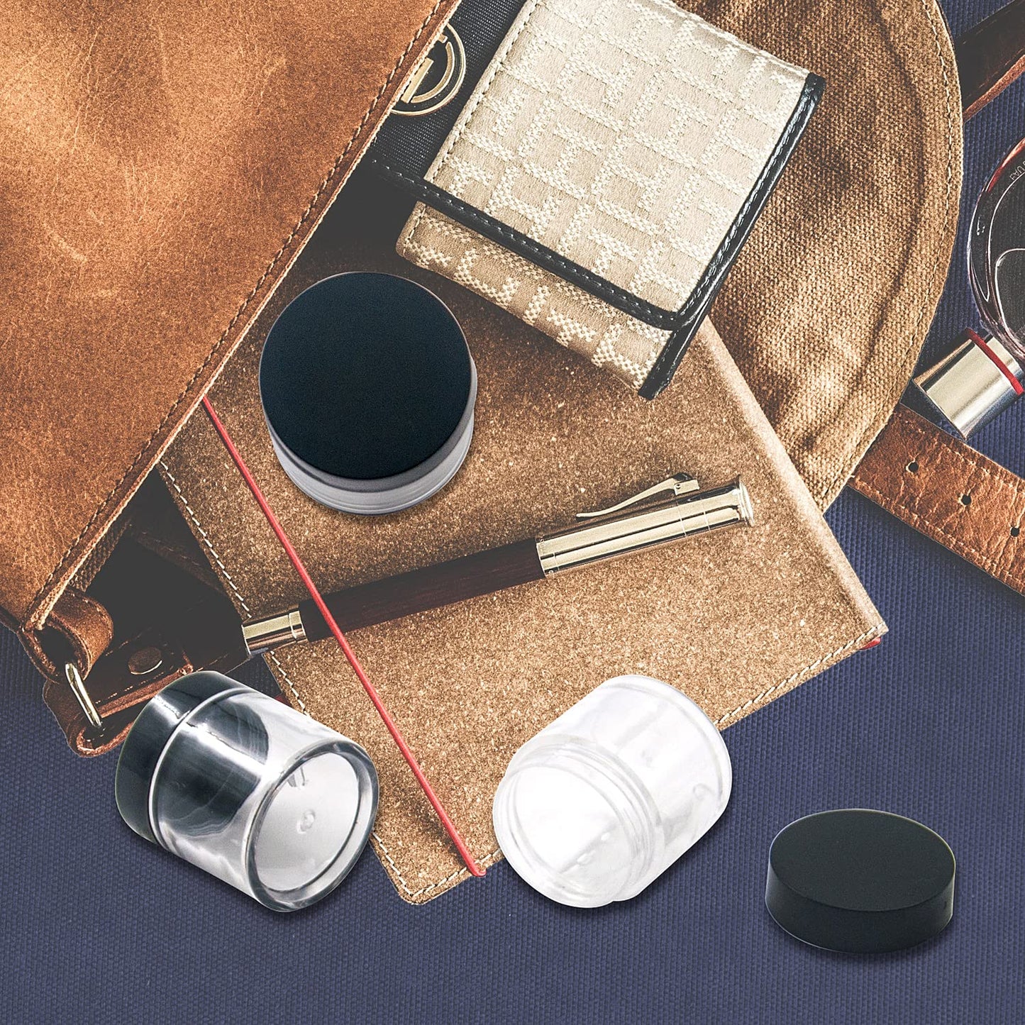 12pcs 10 Gram 10ml Jars, Sample Pots, Mini Jars With Lids, Clear Round Plastic Jar With 1 Mini Spatulas For Various Cosmetic Products, Samples， Eye Shadow Lip Balm, and Nail Powder