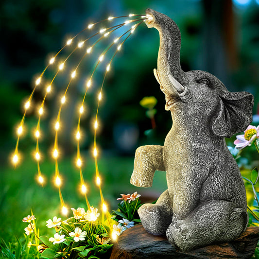 GIGALUMI Upgraded Elephant Statue Garden Decoration True Watering Elephant Figure Solar Powered LED Lights, Gifts for Women, Gifts for Mum, Garden Decorations for Patio(10.6 Inch/ 27 cm)