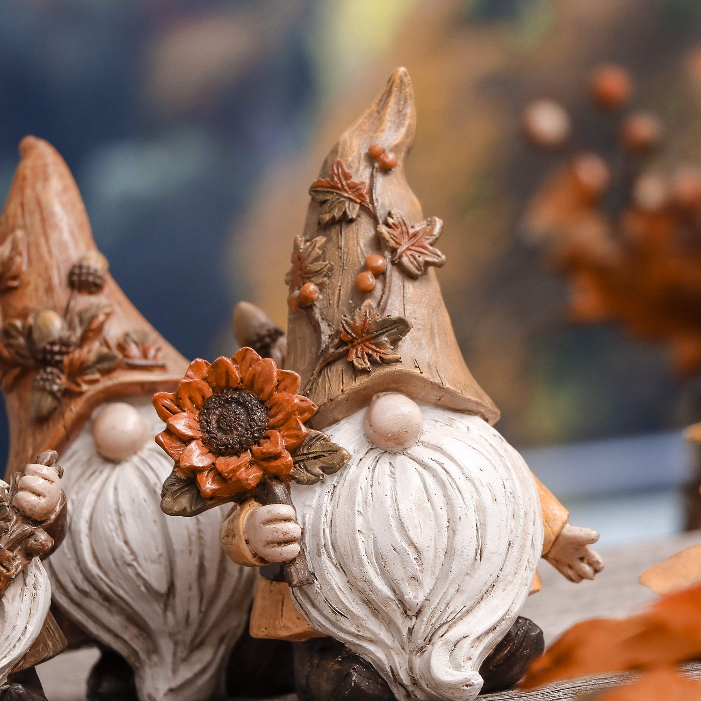 Valery Madelyn Autumn Decorations, Lovely Set of 3 Medium Gonks Ornaments, Waterproof Resin Autumn Home Decor, Gonks Gifts for Women, Fall Decorations for Living Room, Bedroom, Garden 10CM