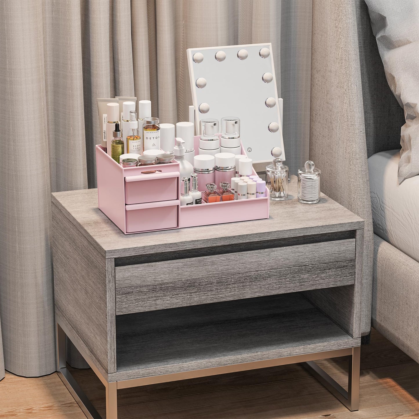 Makeup Organizer Storage Drawers, Large Capacity Cosmetic Organisers for Lipsticks, Jewelry, Nail Care, Skincare Organiser for Vanity, Ideal Desk Organizer for Dresser and Bathroom