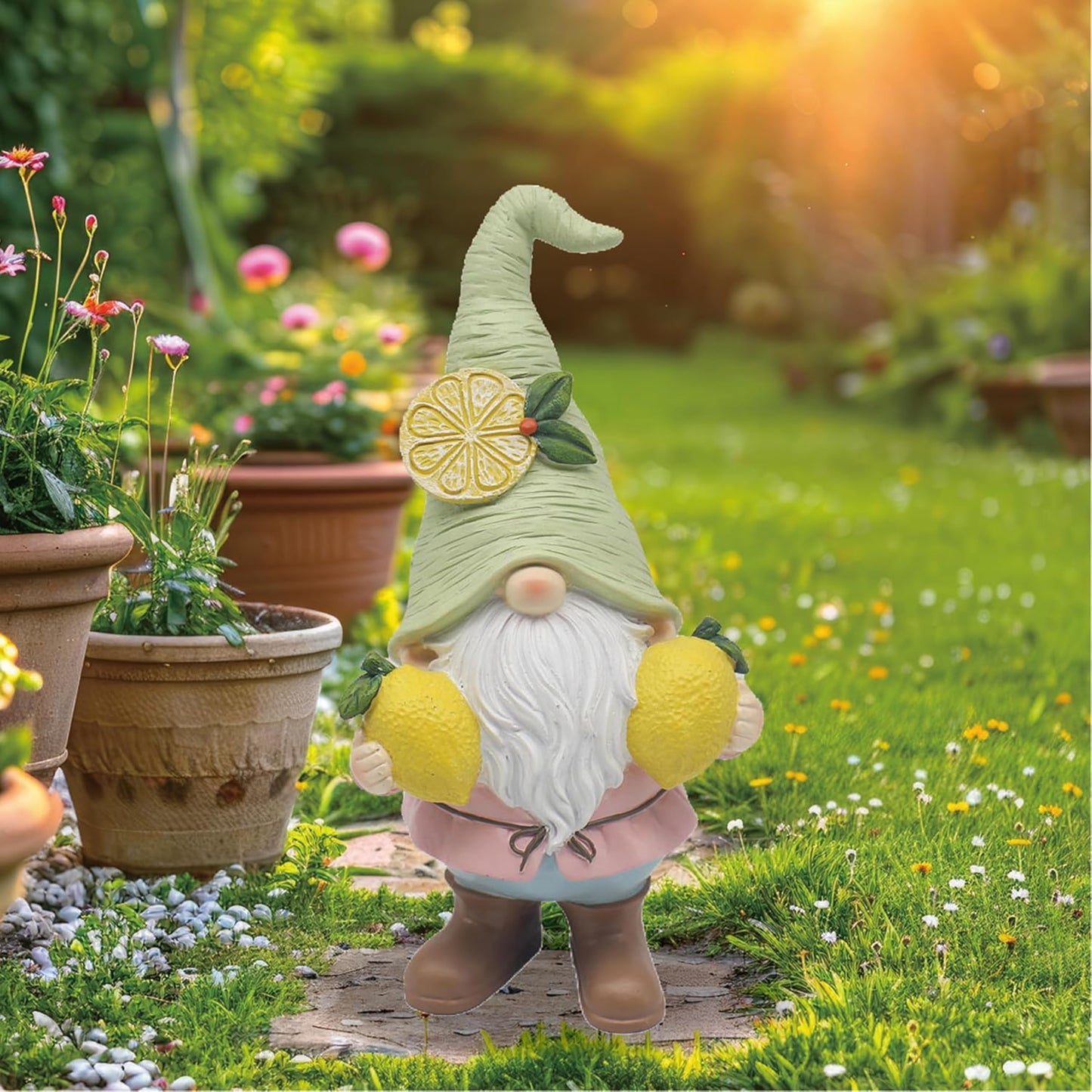 Lesser & Pavey Lemon Garden Gnome Figurines Statues For Home Decor | Ideal Ornaments Friendship Gifts For Women & Men | Lovely Table Centerpiece & Living Room Accessories