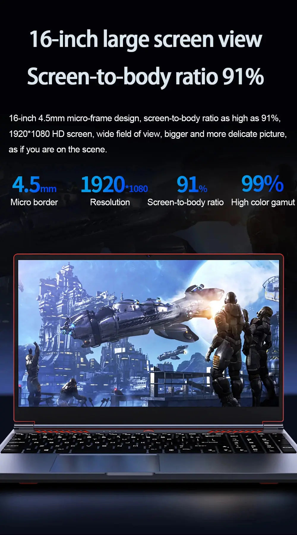 YSJMNPC Gaming Laptop Computer Intel Core i7-8750H GTX1650 16 Inch IPS Screen 144Hz Refresh Rate RGB Keyboard WiFi Mega Store 4