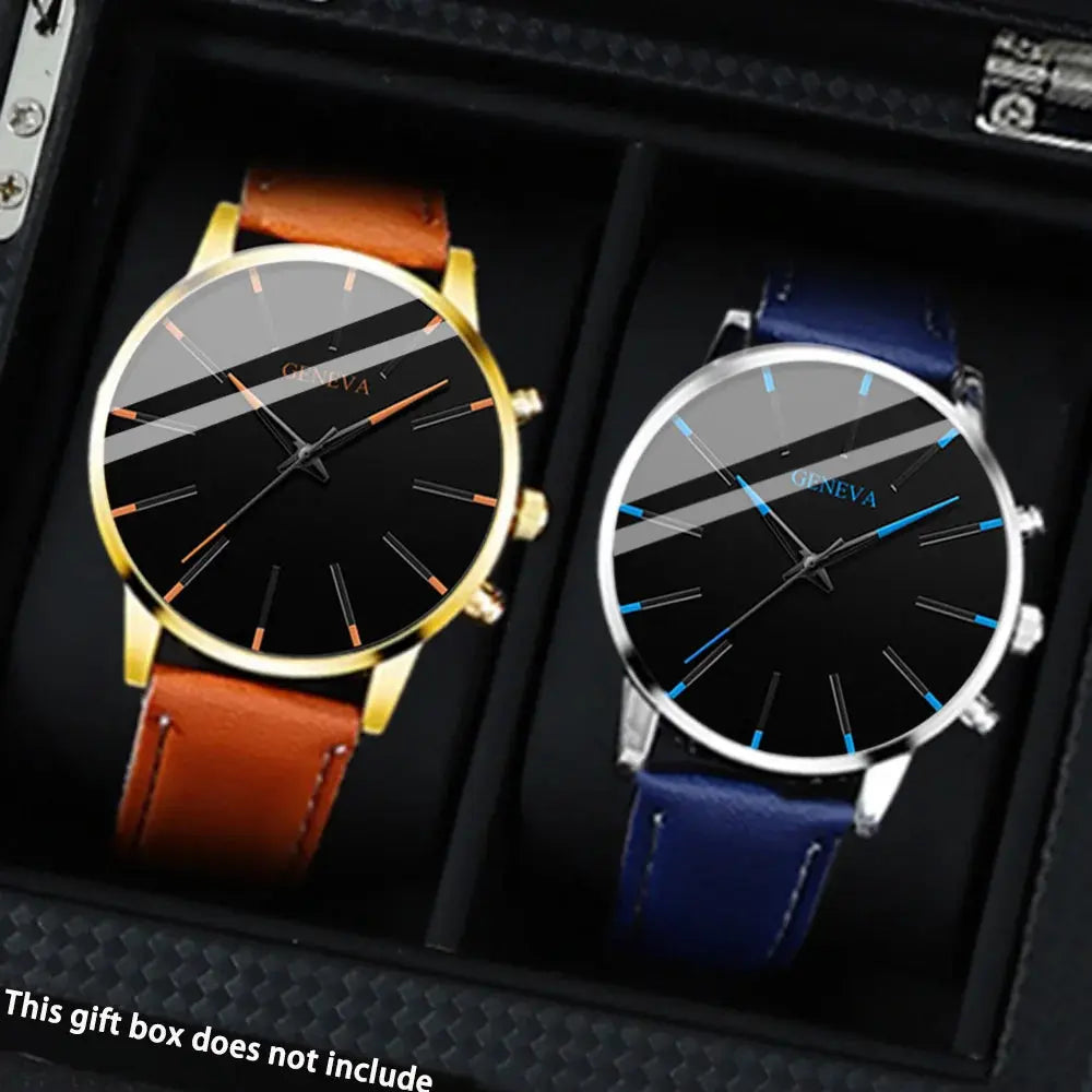 2PCS Men's Watches, Mens Quartz Business Watch Analog PU Leather Watch - Perfect Gift for Any Occasion, Men Gift Mega Store 4