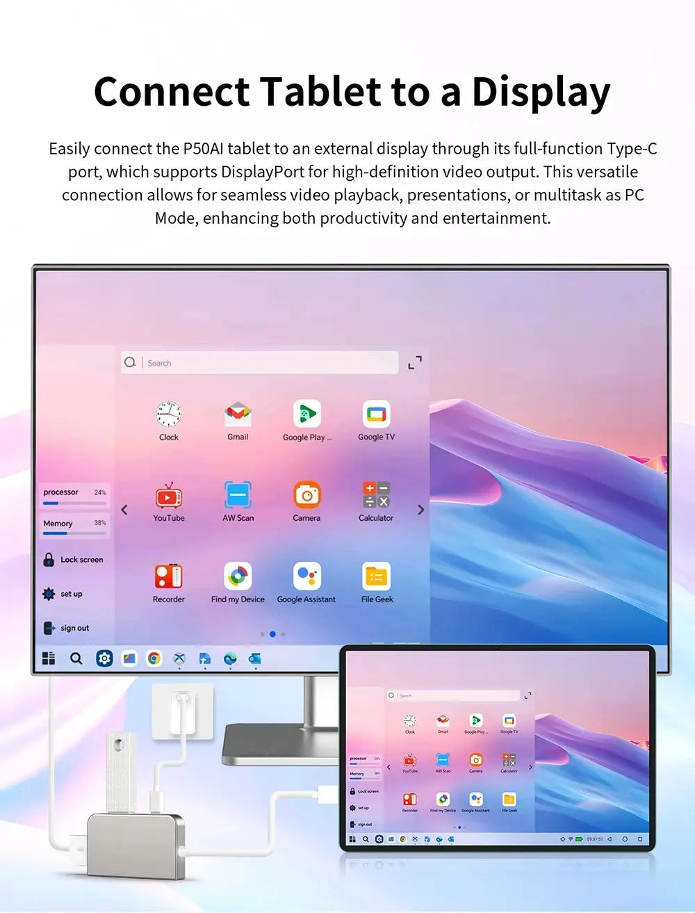Teclast P50 AI Android 15 AllWinner A733-AI Table 11" 90Hz Screen Octa-Core 6GB 128GB LPDDR5 WIFI-6 7000mAh Battery AI Tab - Mega Store