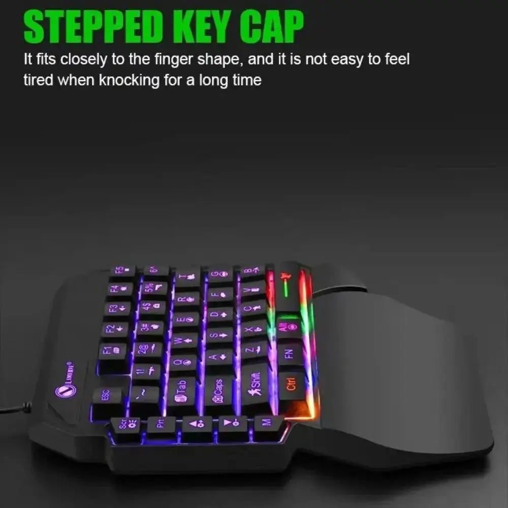 Mini One Handedly Keyboard Luminous Ultra-slim Gaming Keyboard 35 Keys Backlight Gaming Mechanical Keyboard Desktop PC - Mega Store
