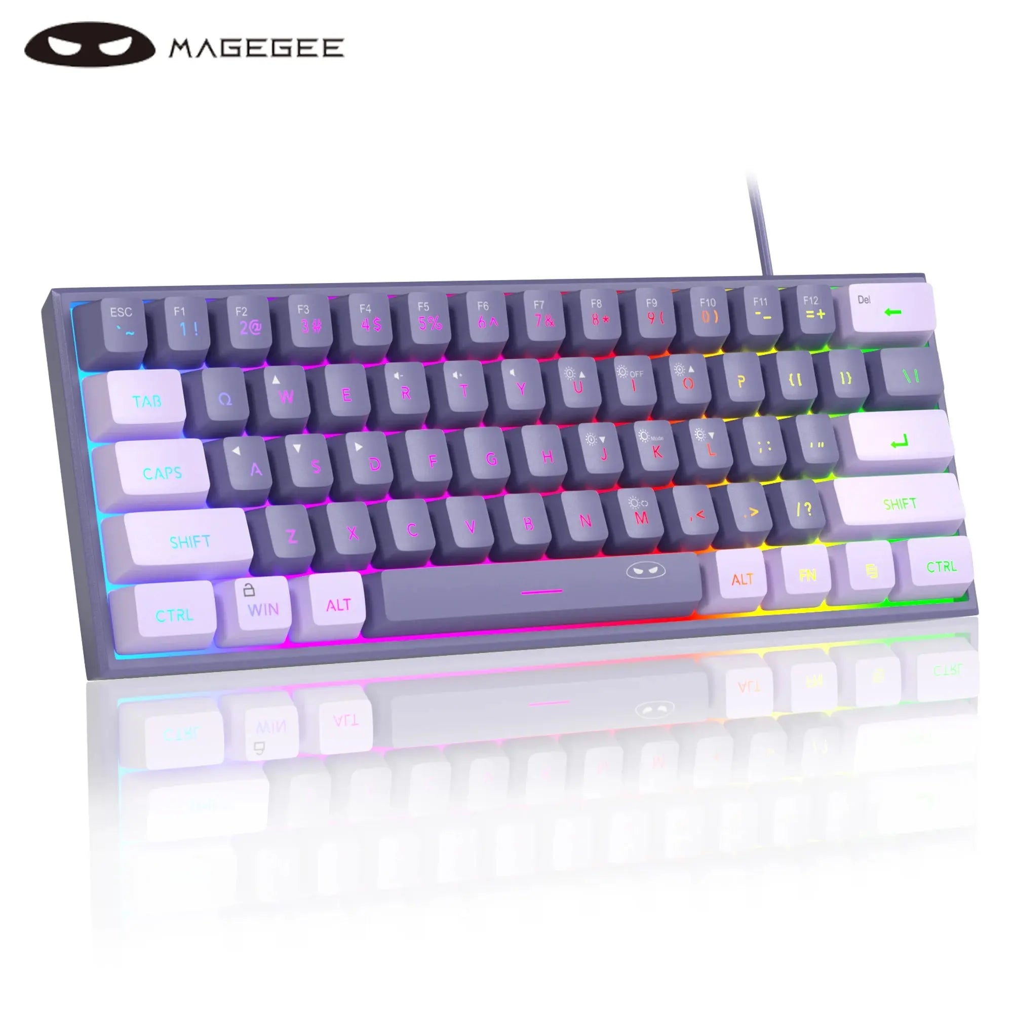 MageGee Mini 60% Gaming Keyboard, RGB Backlit 61 Key Ultra-Compact Keyboard, TS91 Ergonomic Waterproof Mechanical Feeling Office - Mega Store
