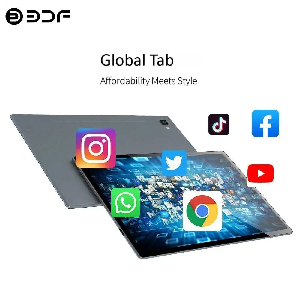 2025 new Android tablet 10.1 inch octa core 8GB RAM 256GB ROM with dual 4G LTE and 5G WiFi connectivity in all-metal design