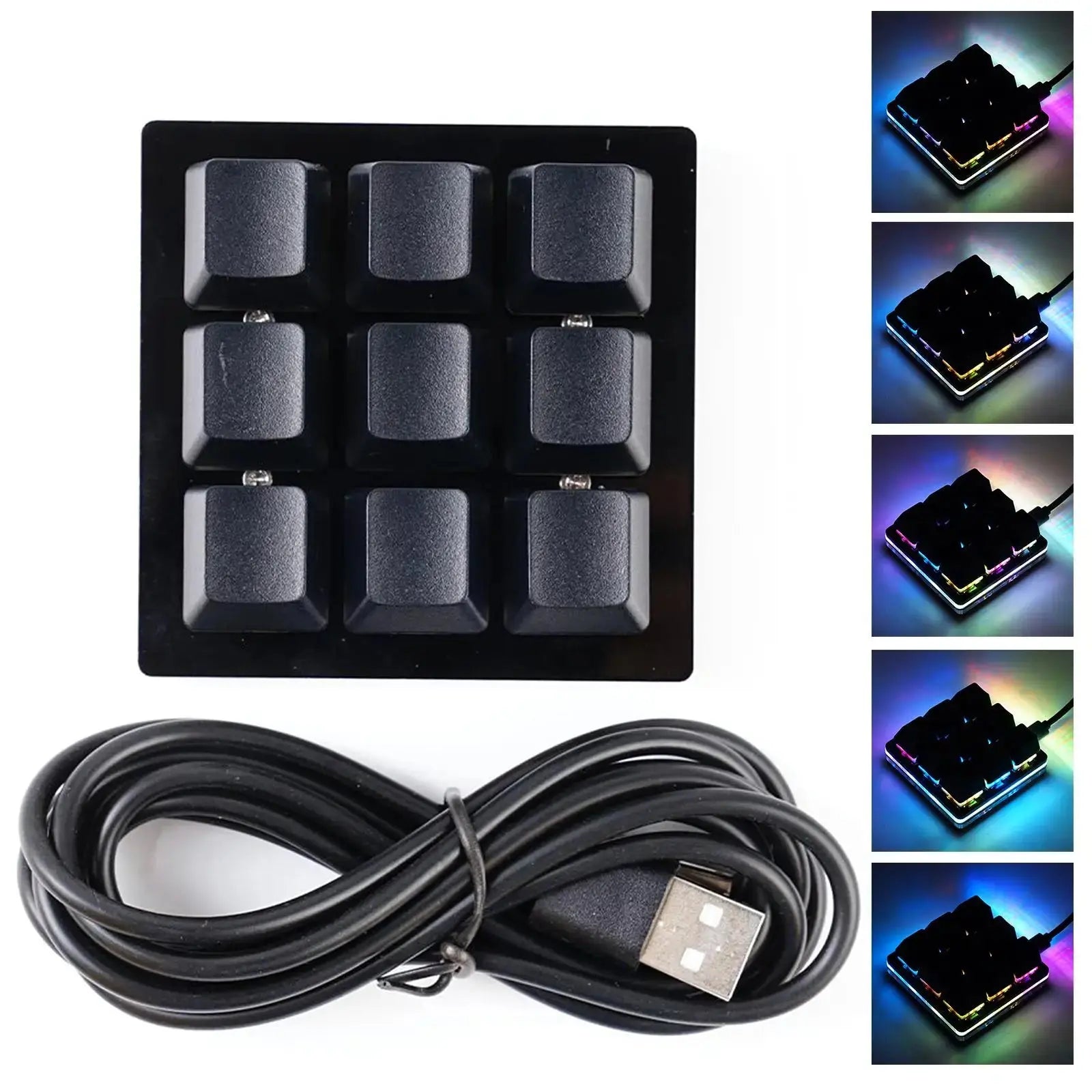 Mini 9 Keys Mechanical Keyboard Gaming Keyboard Hotswap Custom Macro RGB Programmable Support Keypad Shortcut L4B8 - Mega Store