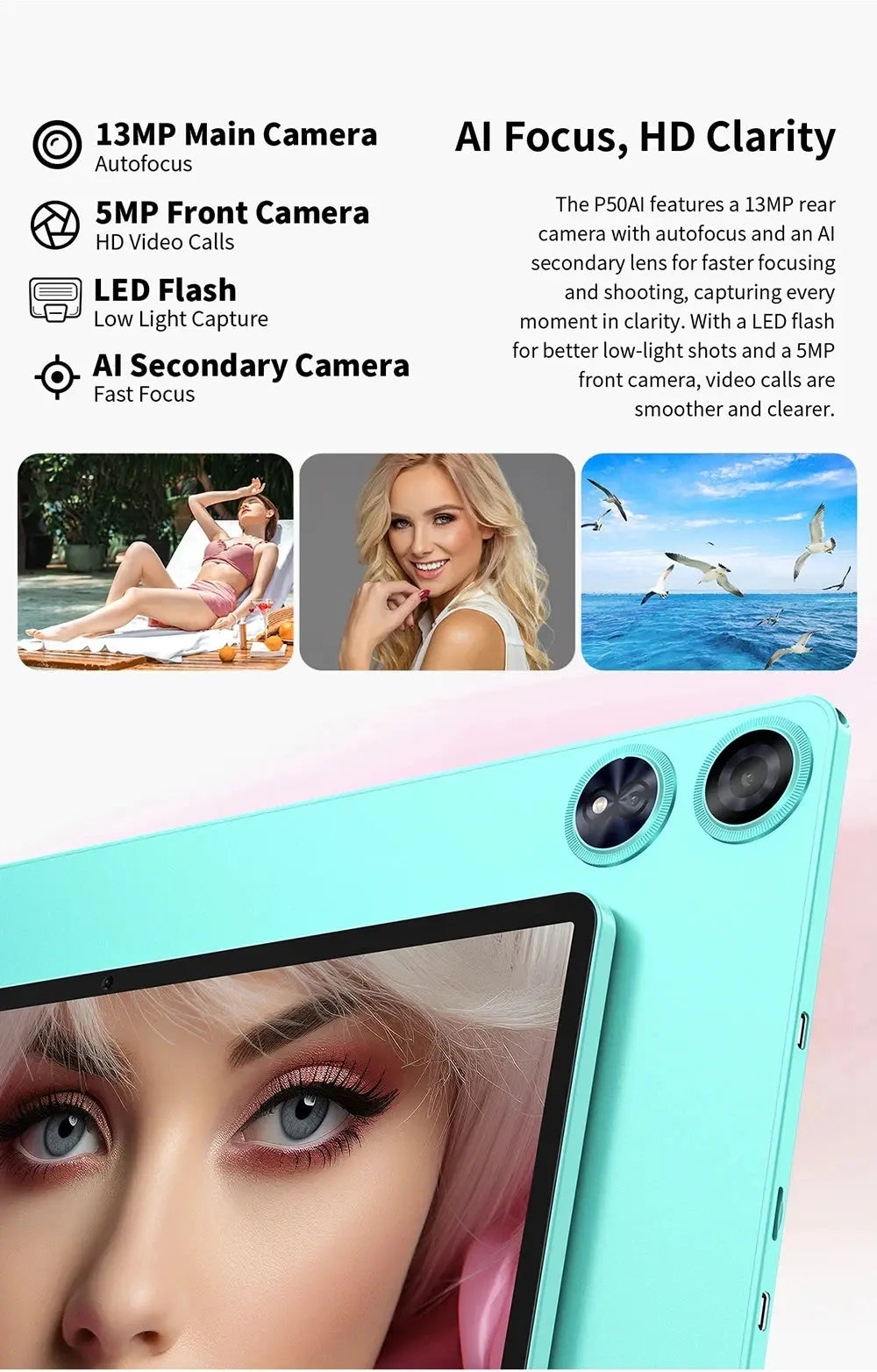 Teclast P50 AI Android 15 AllWinner A733-AI Table 11" 90Hz Screen Octa-Core 6GB 128GB LPDDR5 WIFI-6 7000mAh Battery AI Tab - Mega Store