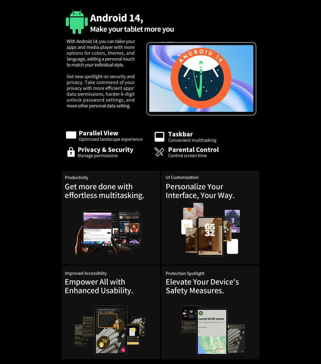 Teclast T60 Plus Tablets 12" 90Hz 2K Display Android 14 L1 MTK Helio G88 6GB/128GB 8000mAh Battery 4G LTE Global Version Tab2025 - Mega Store