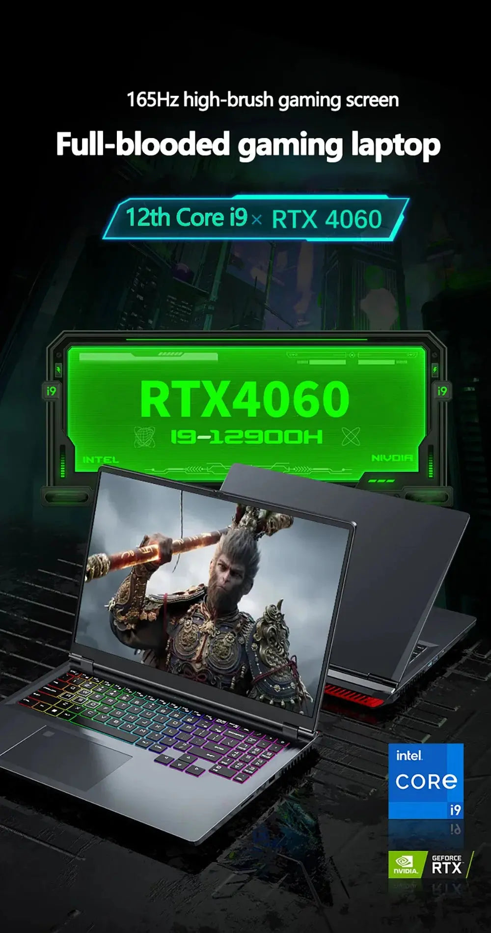 Gaming Laptop 16 inch Intel Core i9-12900H NVIDIA RTX 4060 8G 64GB RMD 4TB SSD DDR5 Windows 11 HD Camera WiFi6 Portable Computer Mega Store 4