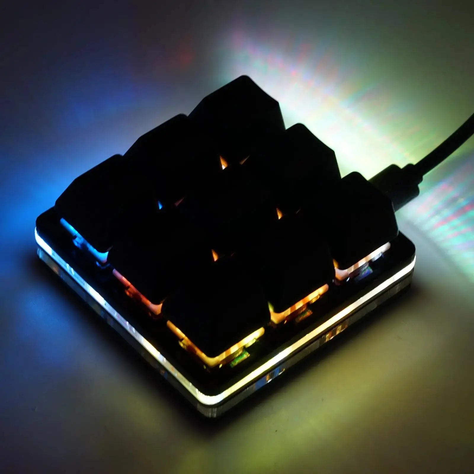 Mini 9 keys mechanical gaming keyboard with RGB backlight and programmable macro keys, USB wired keypad