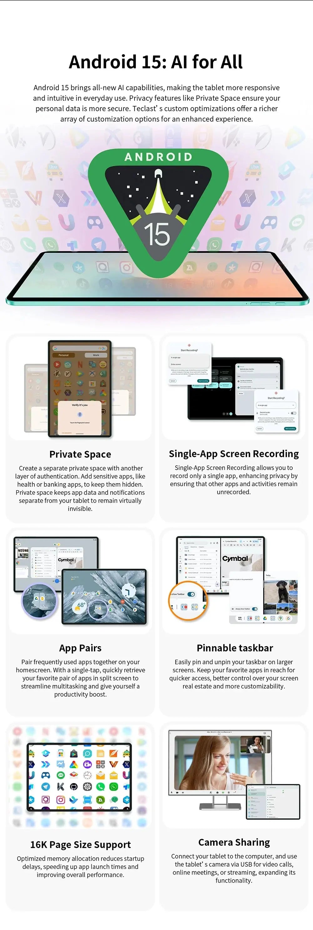 Teclast P50 AI Android 15 AllWinner A733-AI Table 11" 90Hz Screen Octa-Core 6GB 128GB LPDDR5 WIFI-6 7000mAh Battery AI Tab - Mega Store
