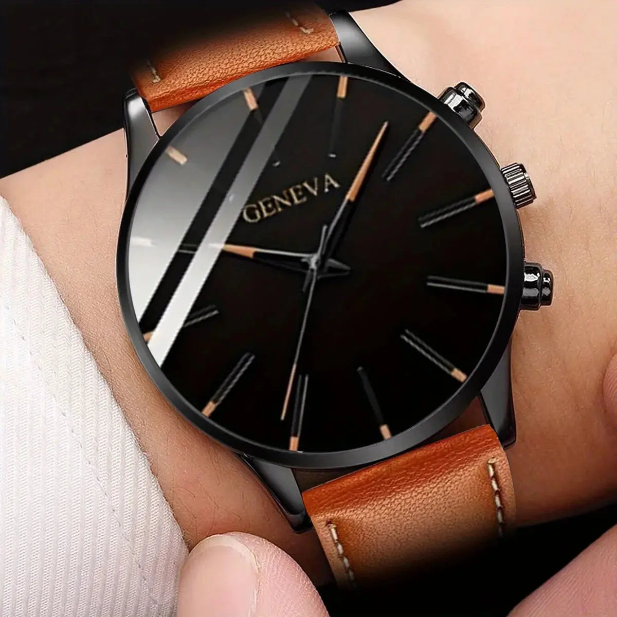 2PCS Men's Watches, Mens Quartz Business Watch Analog PU Leather Watch - Perfect Gift for Any Occasion, Men Gift Mega Store 4