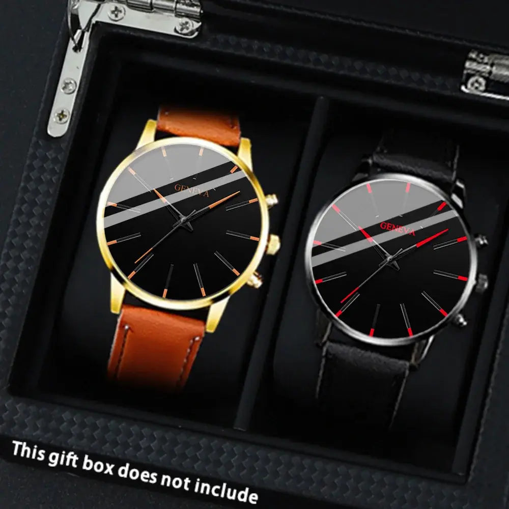 2PCS Men's Watches, Mens Quartz Business Watch Analog PU Leather Watch - Perfect Gift for Any Occasion, Men Gift Mega Store 4
