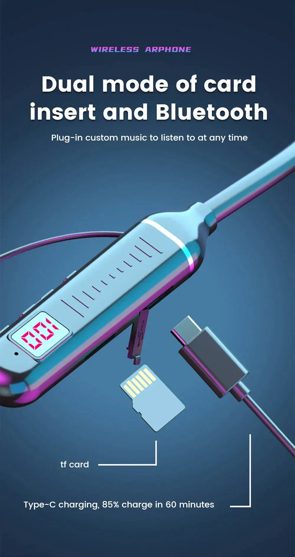 Wireless Earphones 5.3 Neckband Headphones Gaming LED Display Stereo Sports Headset Halter Waterproof Magnetic Earbuds Mega Store 4