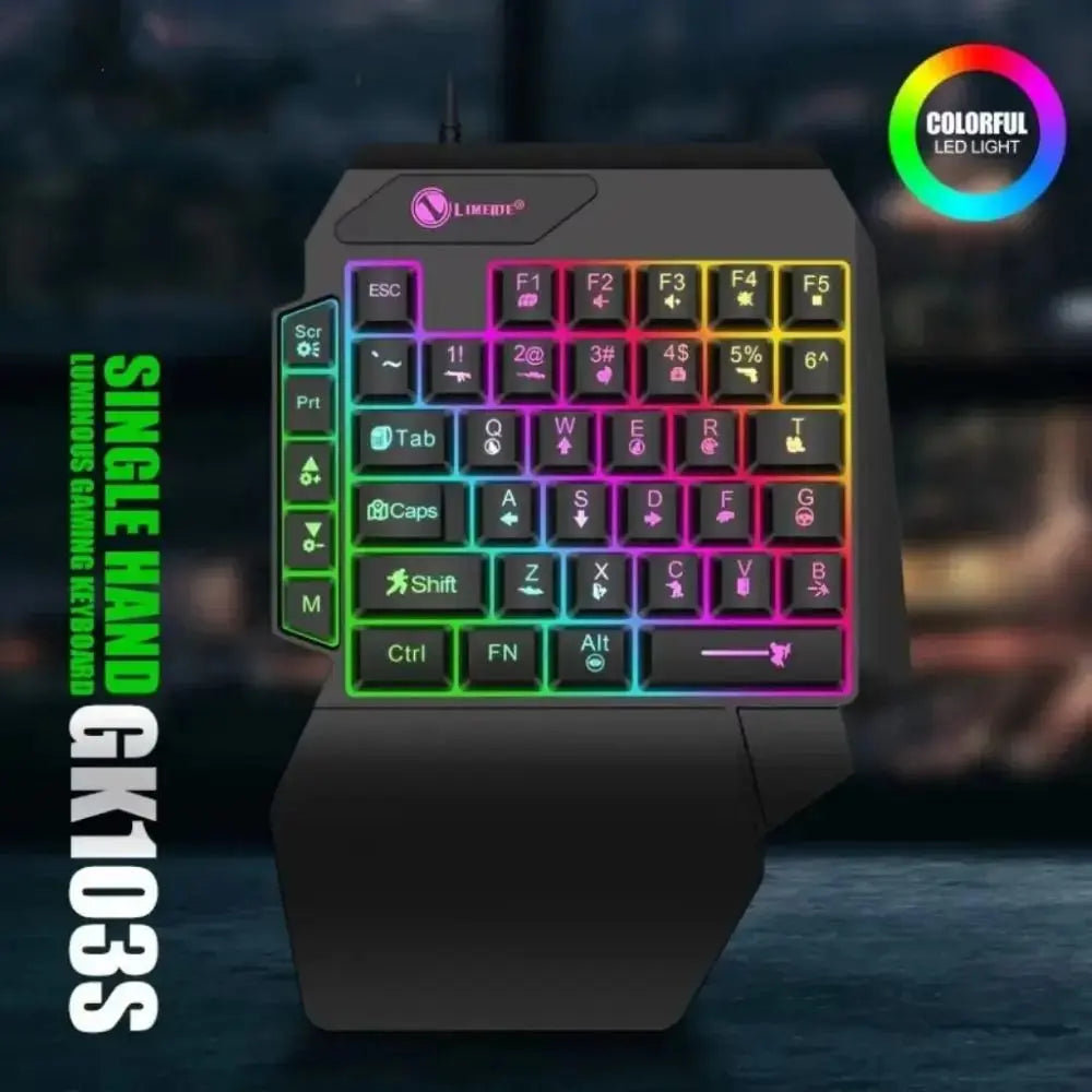 Mini One Handedly Keyboard Luminous Ultra-slim Gaming Keyboard 35 Keys Backlight Gaming Mechanical Keyboard Desktop PC - Mega Store