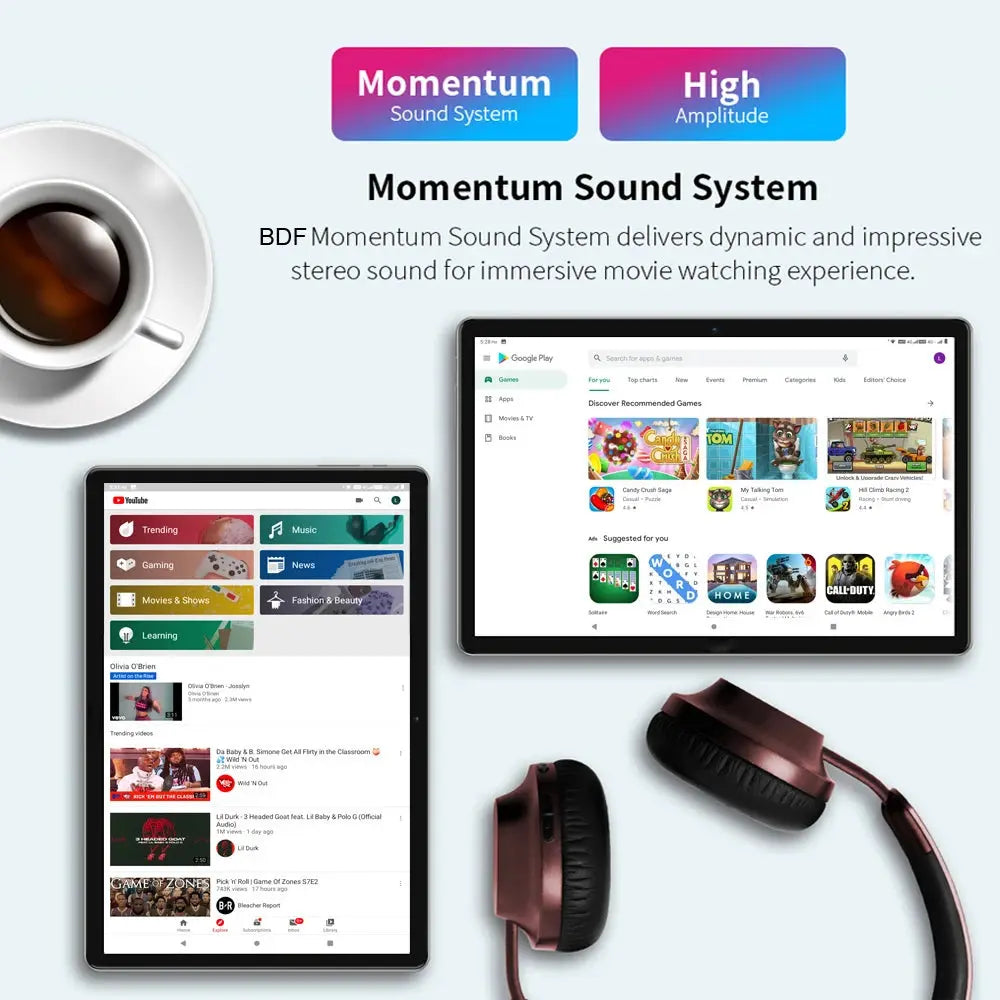 2025 New Android Tablets 10.1 Inch Octa Core 8GB RAM 256GB ROM Dual 4G LTE Phone Call Dual 5G WiFi All-Metal Tablet Pc 6000mAh - Mega Store