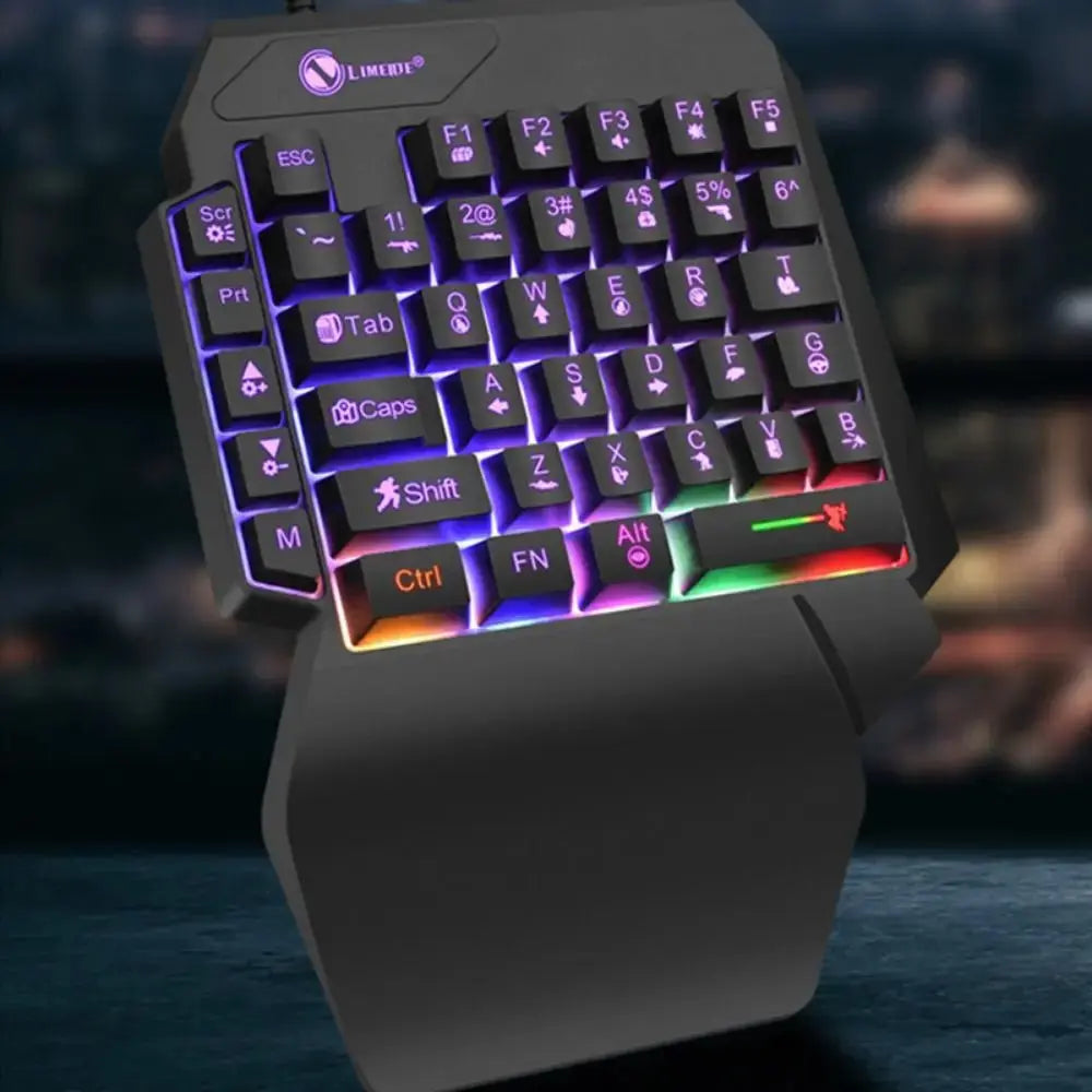 Mini one handed luminous mechanical gaming keyboard with 35 keys and RGB backlight for desktop PC