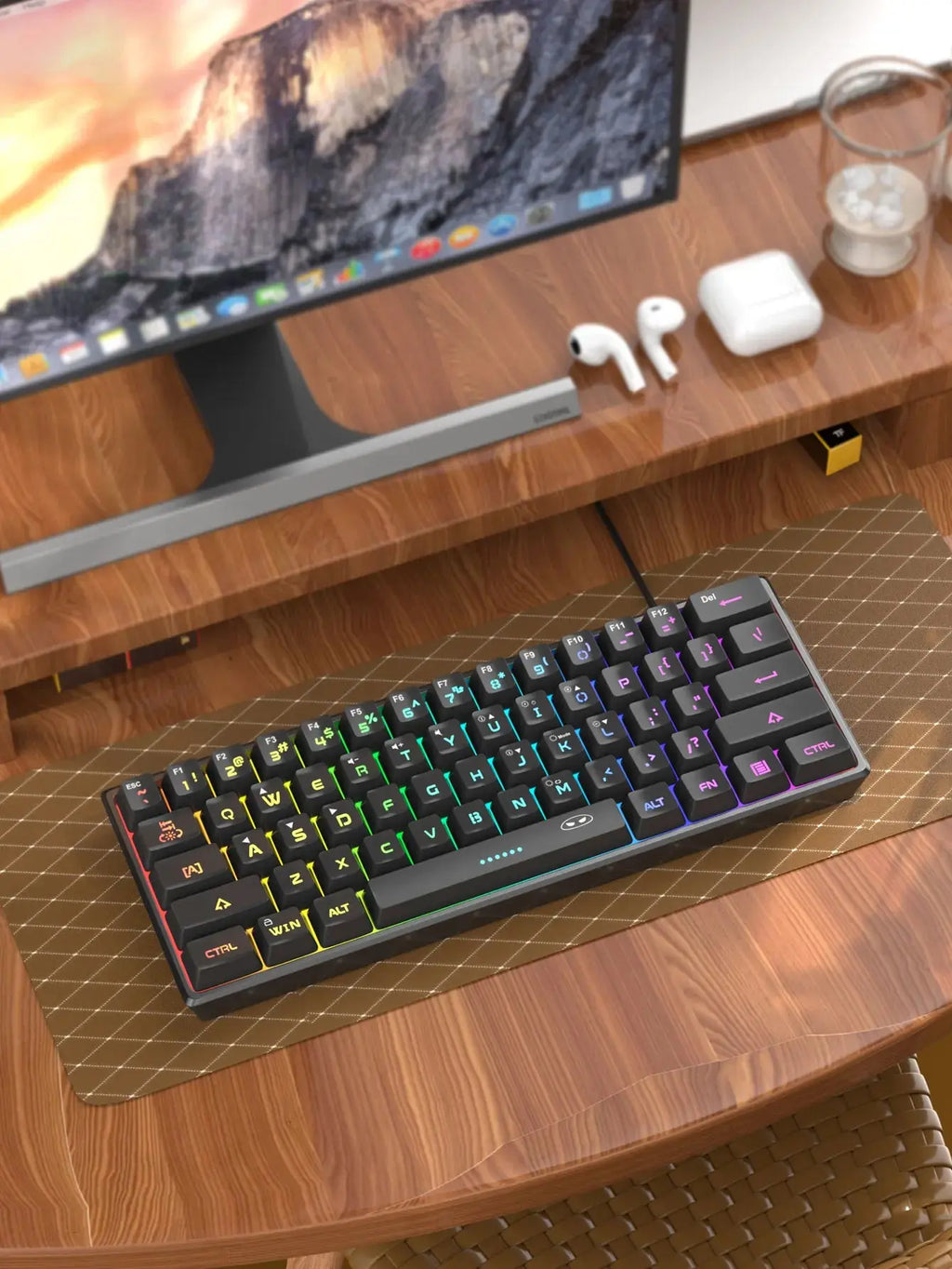 MageGee Mini 60% Gaming Keyboard, RGB Backlit 61 Key Ultra-Compact Keyboard, TS91 Ergonomic Waterproof Mechanical Feeling Office - Mega Store