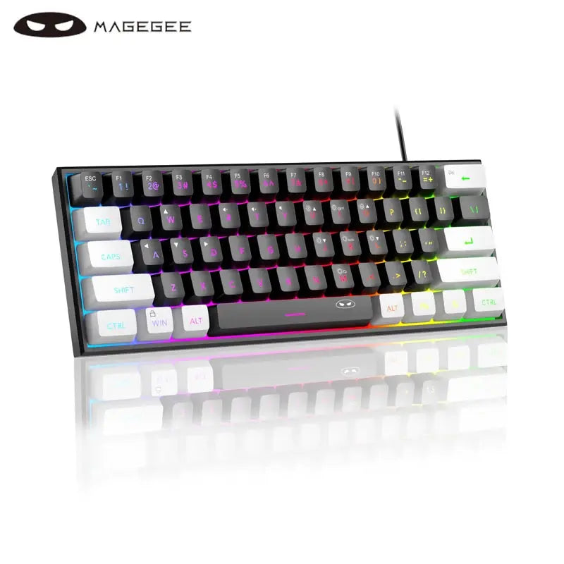 MageGee Mini 60% Gaming Keyboard, RGB Backlit 61 Key Ultra-Compact Keyboard, TS91 Ergonomic Waterproof Mechanical Feeling Office - Mega Store