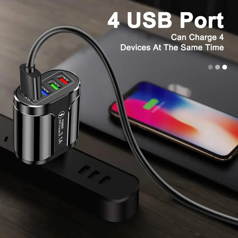 Australian USB Fast Charger AU Plug Quick Charger Mobile Phone Charger 3.1A Multiple 4 Ports USB Travel Adapter Wall Charger Mega Store 4