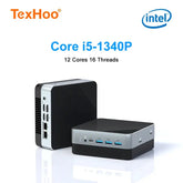 TexHoo 13th Gen Pocket Mini PC with Intel Core i5-1340P, 12 cores, 16 threads, 32GB RAM, 512GB NVME SSD, WiFi6, dual LAN, compact portable gaming computer