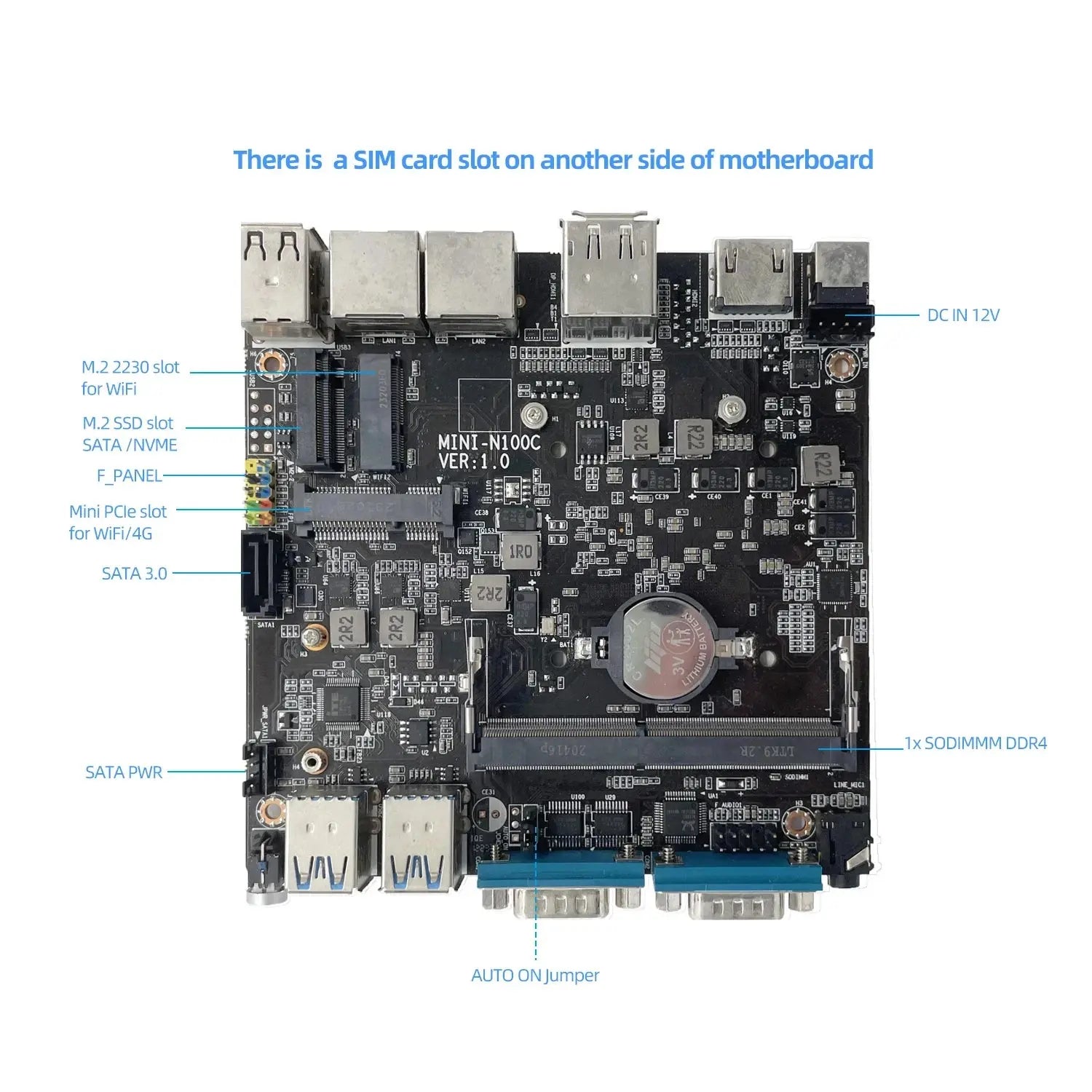 Fanless Industrial Mini PC Intel N150 Windows 10/11 Linux 2x COM RS232 2x Ethernet 6xUSB 2xHDMI 1xDP Support WiFi SIM 4G Modem - Mega Store