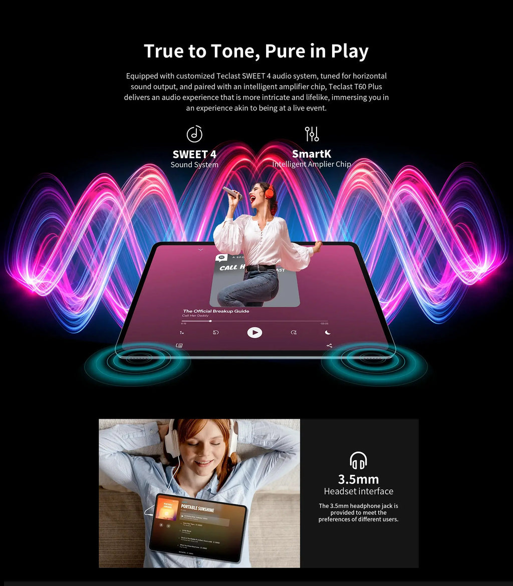 Teclast T60 Plus Tablets 12" 90Hz 2K Display Android 14 L1 MTK Helio G88 6GB/128GB 8000mAh Battery 4G LTE Global Version Tab2025 - Mega Store