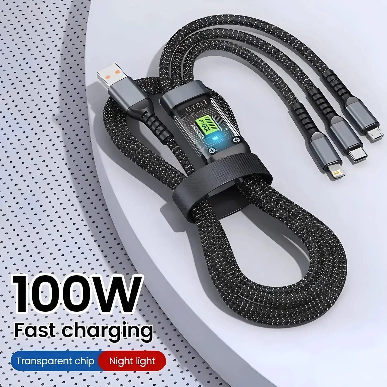 100W Fast Charging Cable Multi Charger Cable Nylon Braided Multiple USB Universal 3 in 1 Charging Cord Adapter with Type-C Micro Mega Store 4