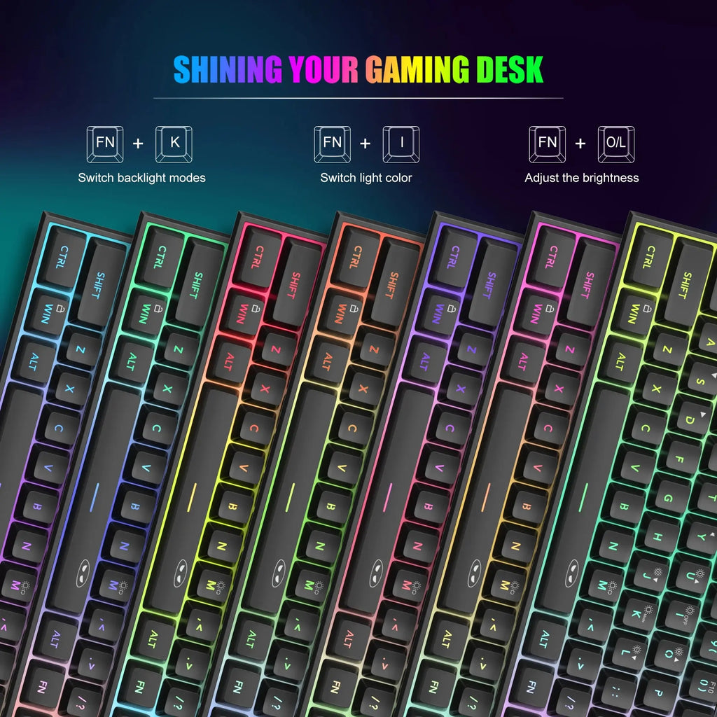 MageGee Mini 60% Gaming Keyboard, RGB Backlit 61 Key Ultra-Compact Keyboard, TS91 Ergonomic Waterproof Mechanical Feeling Office - Mega Store