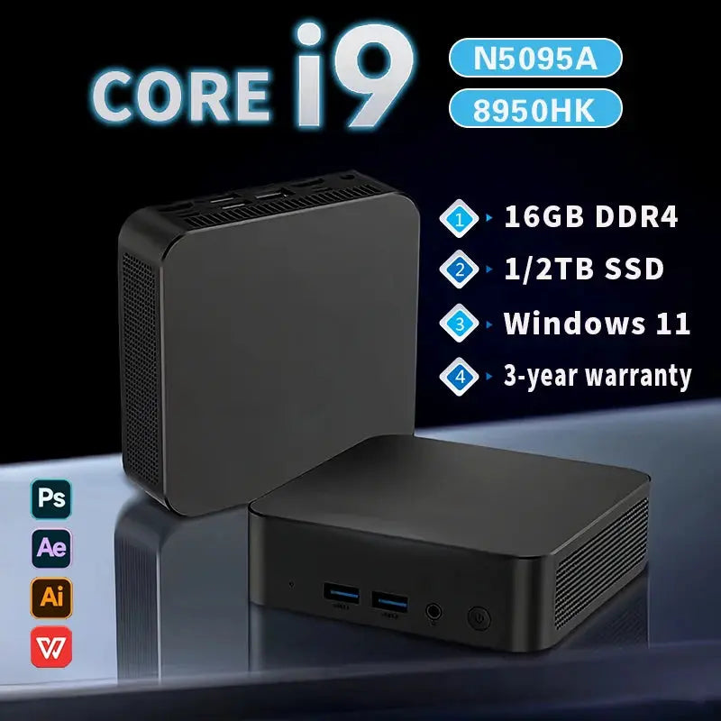 Mini PC Windows 11 Pro Core i9 8950HK 16GB DDR4 1TB SSD dual WiFi 6 compact gaming computer