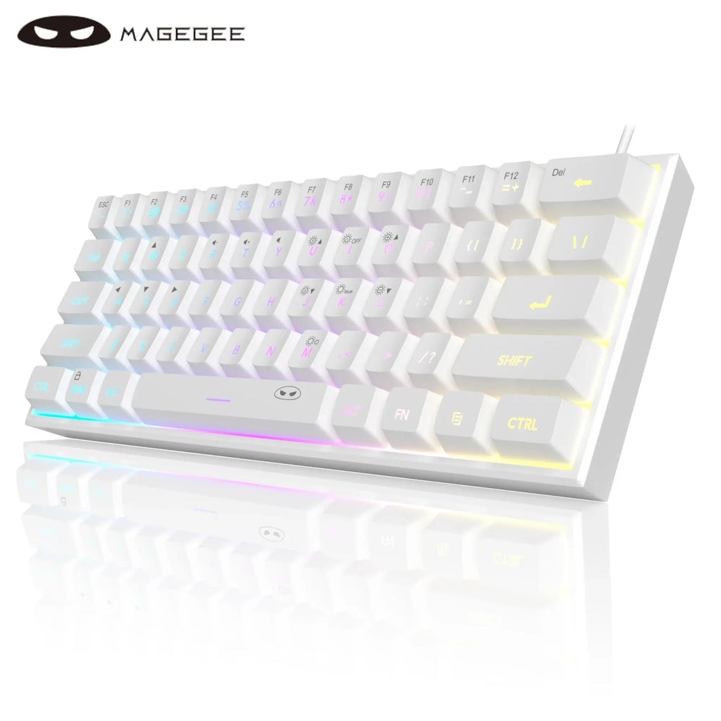 MageGee Mini 60% Gaming Keyboard, RGB Backlit 61 Key Ultra-Compact Keyboard, TS91 Ergonomic Waterproof Mechanical Feeling Office - Mega Store