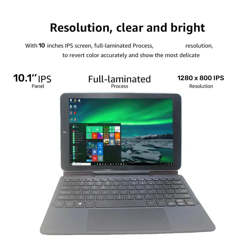 10.1 inch Mini PC Tablet PC with 1280x800 IPS screen, Windows 10, Intel Atom Z8350 quad-core, dual cameras, HDMI-compatible and WiFi connectivity