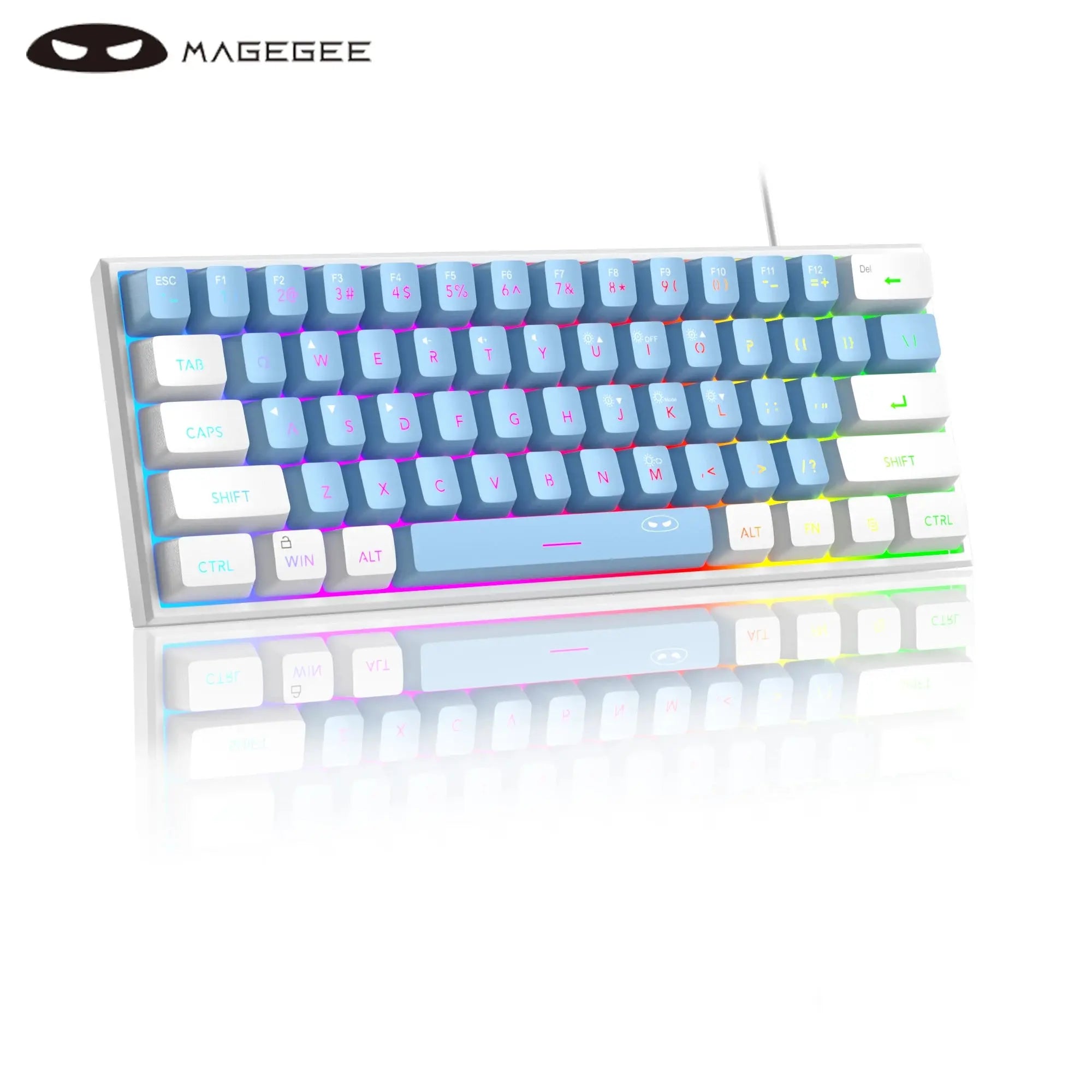 MageGee Mini 60% Gaming Keyboard, RGB Backlit 61 Key Ultra-Compact Keyboard, TS91 Ergonomic Waterproof Mechanical Feeling Office - Mega Store