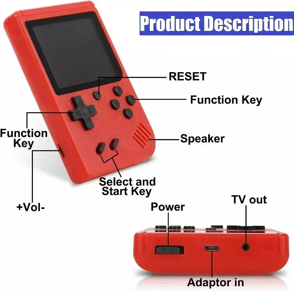 Mini Game Console for  - 3 Inch LCD, 400+ 8-Bit Games, Portable & Rechargeable Handheld Gaming Gift - Mega Store