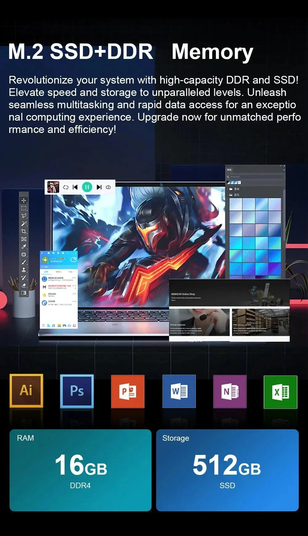 15.6 inch Laptop Computer Intel Celeron N4000 Notebook PC Fingerprint Unlock Windows 11 Pro 16GB RAM 1TB SSD 1920*1080P Laptops Mega Store 4