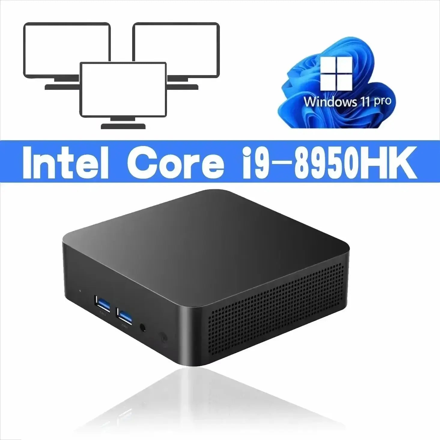 Gaming Mini PC Intel Core i9 8950HK Windows 11 Pro 16GB DDR4 1TB SSD WiFi6 M.2 UHD Graphics 1000Mbps Portable Mini PC Desktop - Mega Store
