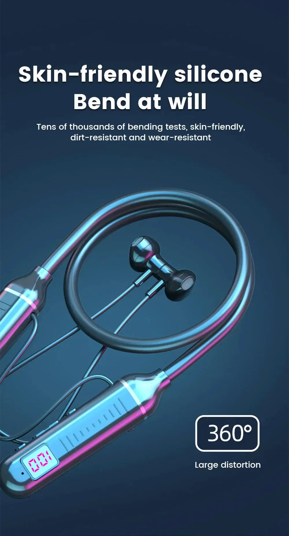 Wireless Earphones 5.3 Neckband Headphones Gaming LED Display Stereo Sports Headset Halter Waterproof Magnetic Earbuds Mega Store 4