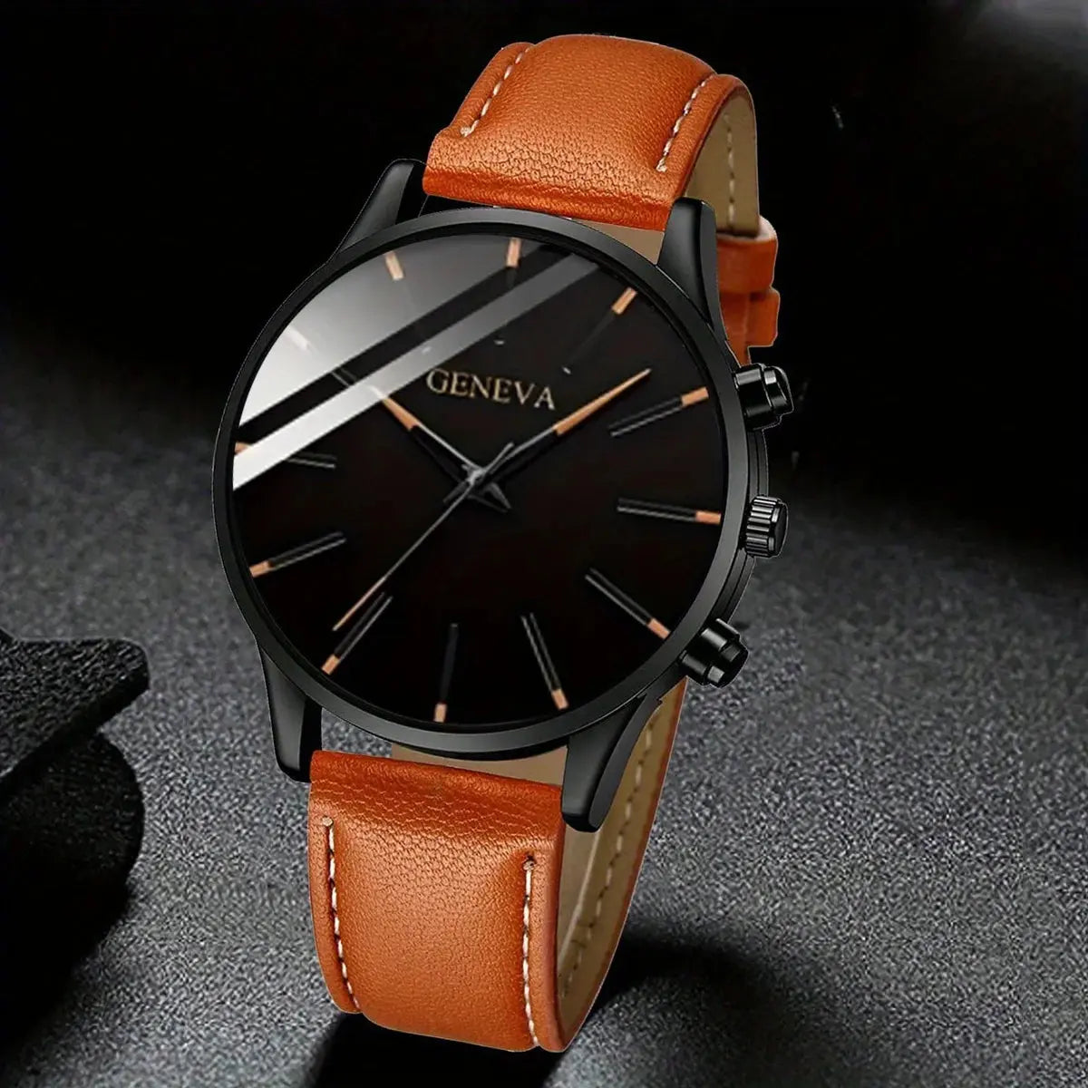 2PCS Men's Watches, Mens Quartz Business Watch Analog PU Leather Watch - Perfect Gift for Any Occasion, Men Gift Mega Store 4