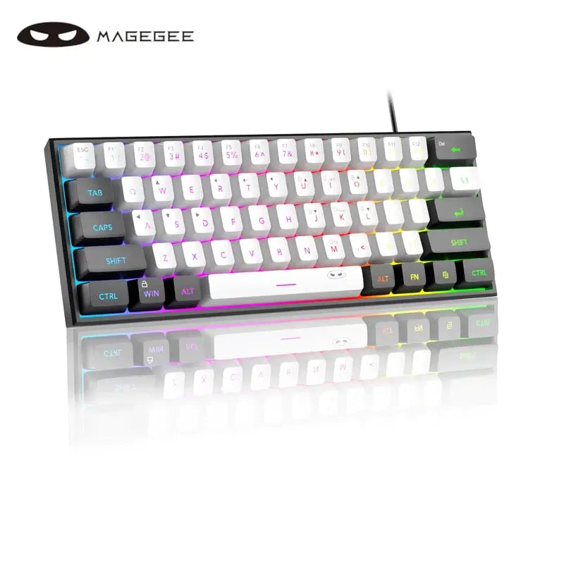 MageGee Mini 60% Gaming Keyboard, RGB Backlit 61 Key Ultra-Compact Keyboard, TS91 Ergonomic Waterproof Mechanical Feeling Office - Mega Store