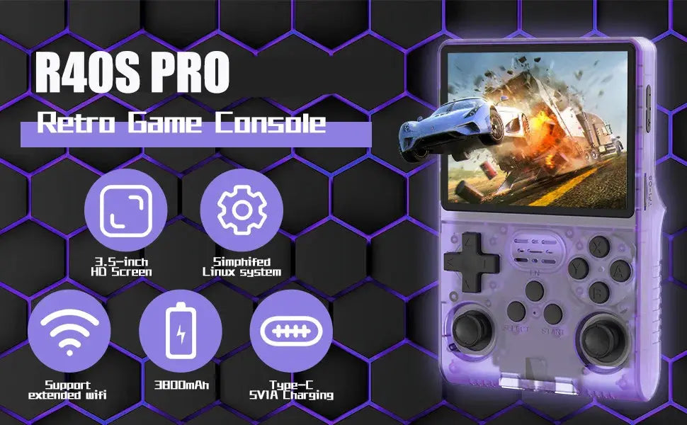 Mini Retro Portable Handheld Video Game Console 256GB 30000 Classic Games 3.5'' IPS Screen Pocket Videojuegos R40S PRO Consola - Mega Store