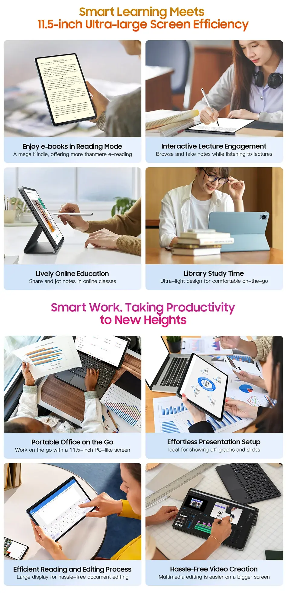 Blackview MEGA 1 Tablet with 11.5-inch 2.4K 120Hz display, 12GB RAM, 256GB storage, 8800mAh battery, dual cameras, and fast charging for productivity and learning