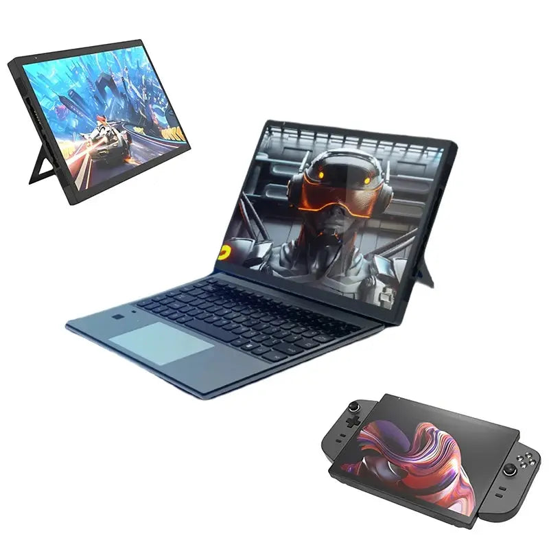 10.5 inch Mini Video Game PC with detachable touchscreen and keyboard for gaming and productivity