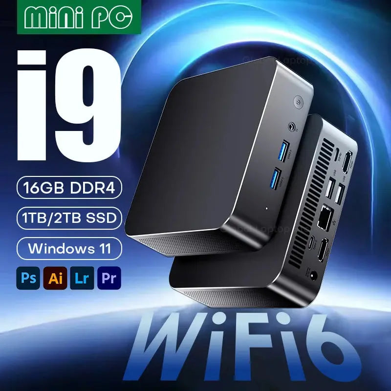 Mini PC Windows 11 Pro i9 8950HK 16GB DDR4 1TB SSD dual WiFi 6 compact gaming desktop computer