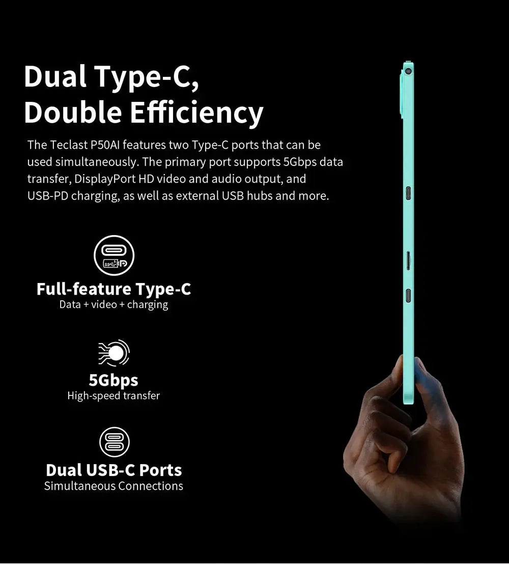 Teclast P50 AI Android 15 AllWinner A733-AI Table 11" 90Hz Screen Octa-Core 6GB 128GB LPDDR5 WIFI-6 7000mAh Battery AI Tab - Mega Store