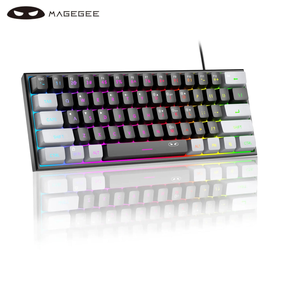 MageGee Mini 60% Gaming Keyboard, RGB Backlit 61 Key Ultra-Compact Keyboard, TS91 Ergonomic Waterproof Mechanical Feeling Office - Mega Store