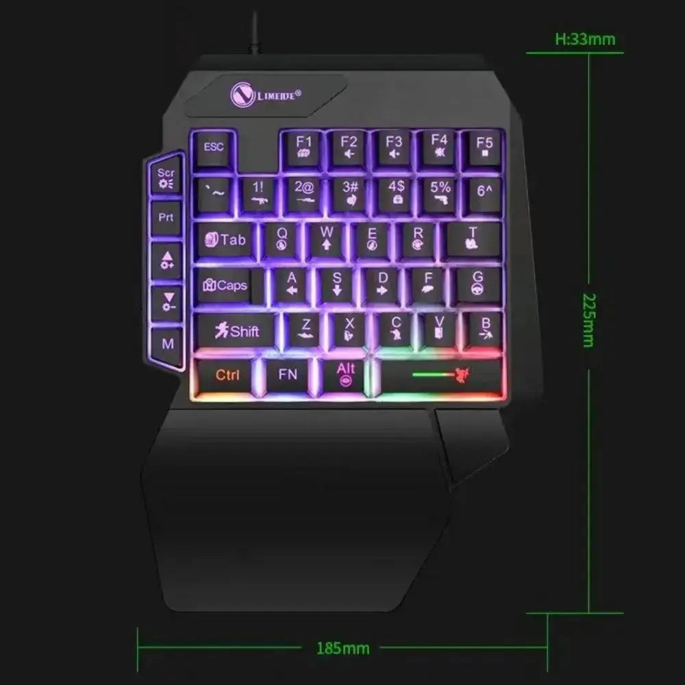 Mini One Handedly Keyboard Luminous Ultra-slim Gaming Keyboard 35 Keys Backlight Gaming Mechanical Keyboard Desktop PC - Mega Store